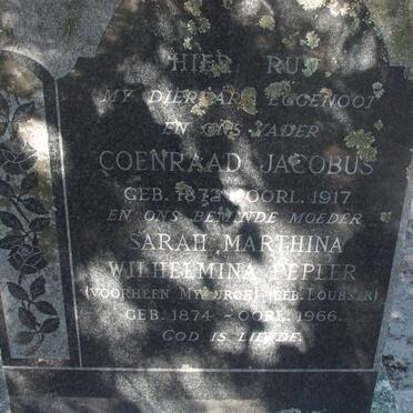 MYBURGH Coenraad Jacobus 1872-1917 &amp; Sarah Marthina Wilhelmina PEPLER voorheen MYBURGH geb LOUBSER 1874-1966