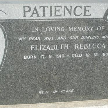 PATIENCE Elizabeth Rebecca 1910-1971