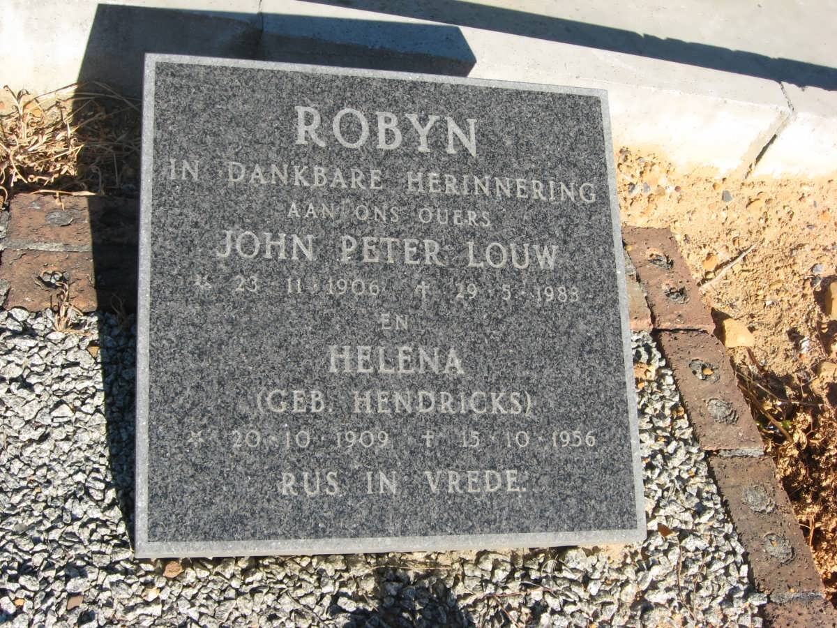 ROBYN John Peter Louw 1906-1983 &amp; Helena HENDRICKS 1909-1956