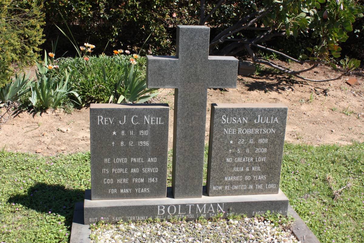 BOLTMAN J.C. Neil 1910-1996 &amp; Susan Julia ROBERTSON 1908-2008
