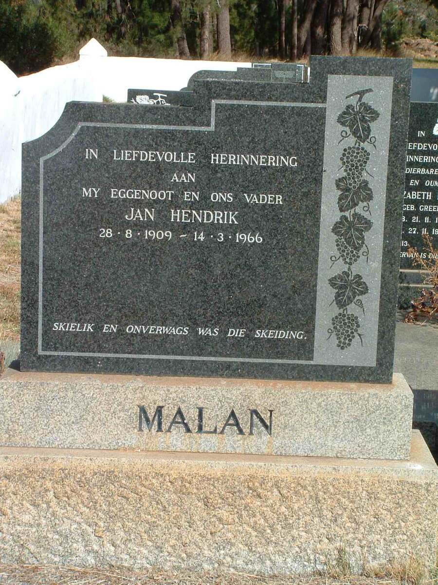 MALAN Jan Hendrik 1909-1966