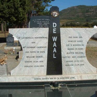 WAAL Willem Daniel, de 1909-1998 &amp; Aletta Helena LOUBSER 1911-2005