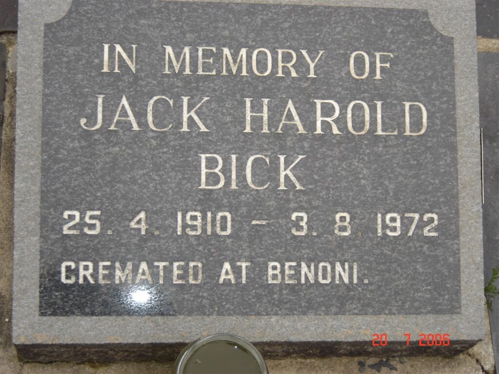 BICK Jack Harold 1910-1972