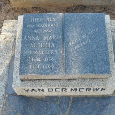 MERWE Anna Maria Alberta, van der nee MALHERBE 1876-1966