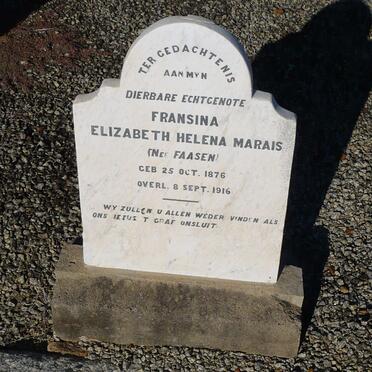 MARAIS Fransina Elizabeth Helena nee FAASEN 1876-1916