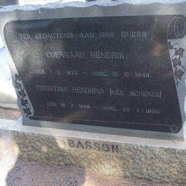 BASSON Coenraad Hendrik 1875-1948 &amp; Christina Hendrina SCHENCK 1888-1950