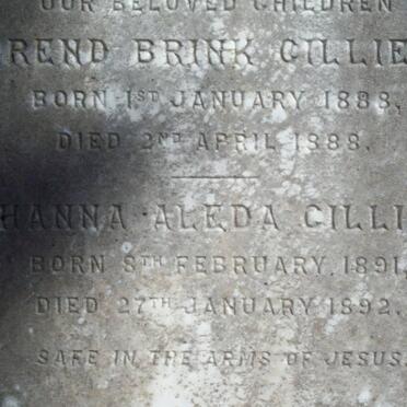 CILLIERS Arend Brink 1888-1888 :: CILLIERS Johanna Aleda 1891-1892