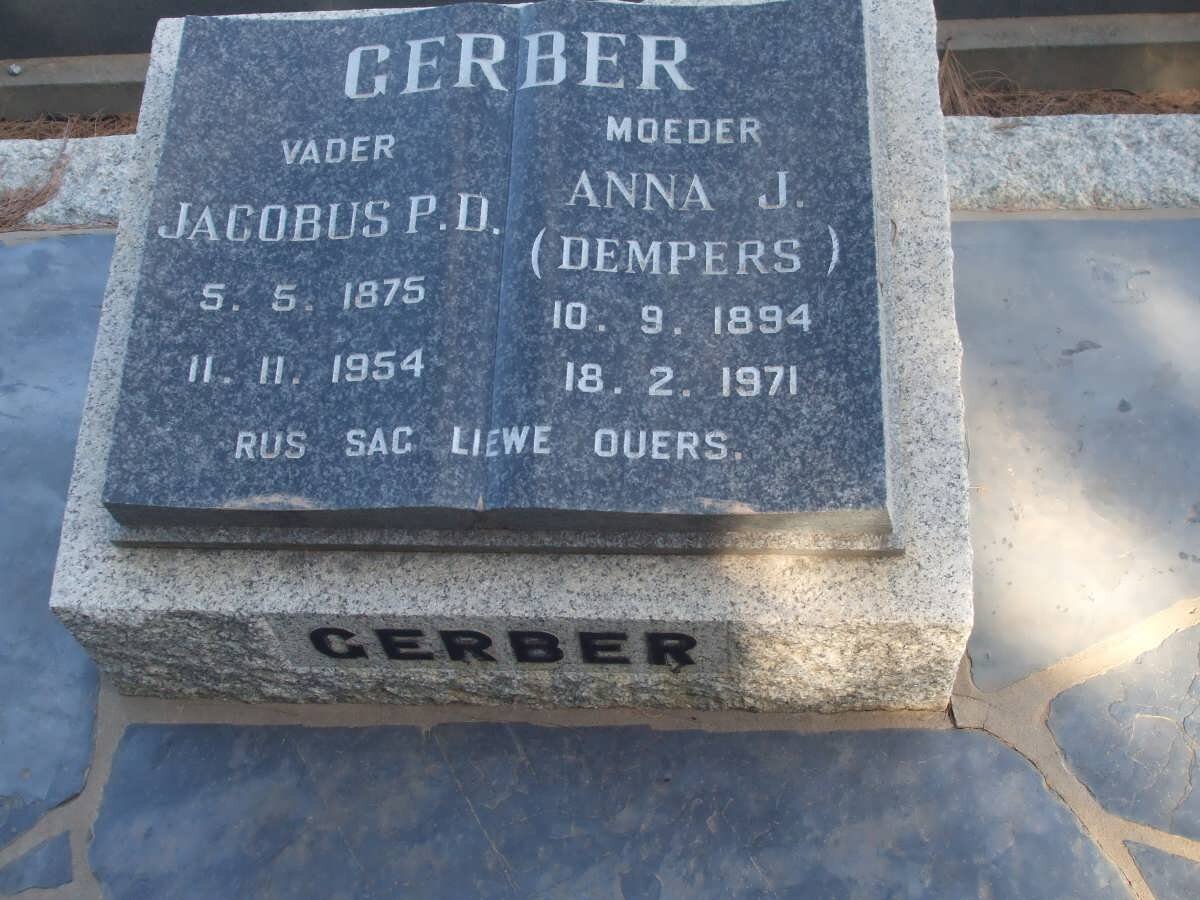 GERBER Jacobus P.D. 1875-1954 &amp; Anna J. DEMPERS 1894-1971