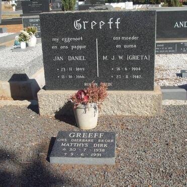 GREEFF Jan Daniel 1899-1966 &amp; M.J.W. 1904-1982 :: GREEFF Matthys Dirk 1938-1991