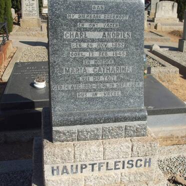 HAUPTFLEISCH Charl Andries 1892-1945 &amp; Maria Catharina DU TOIT 1898-1988