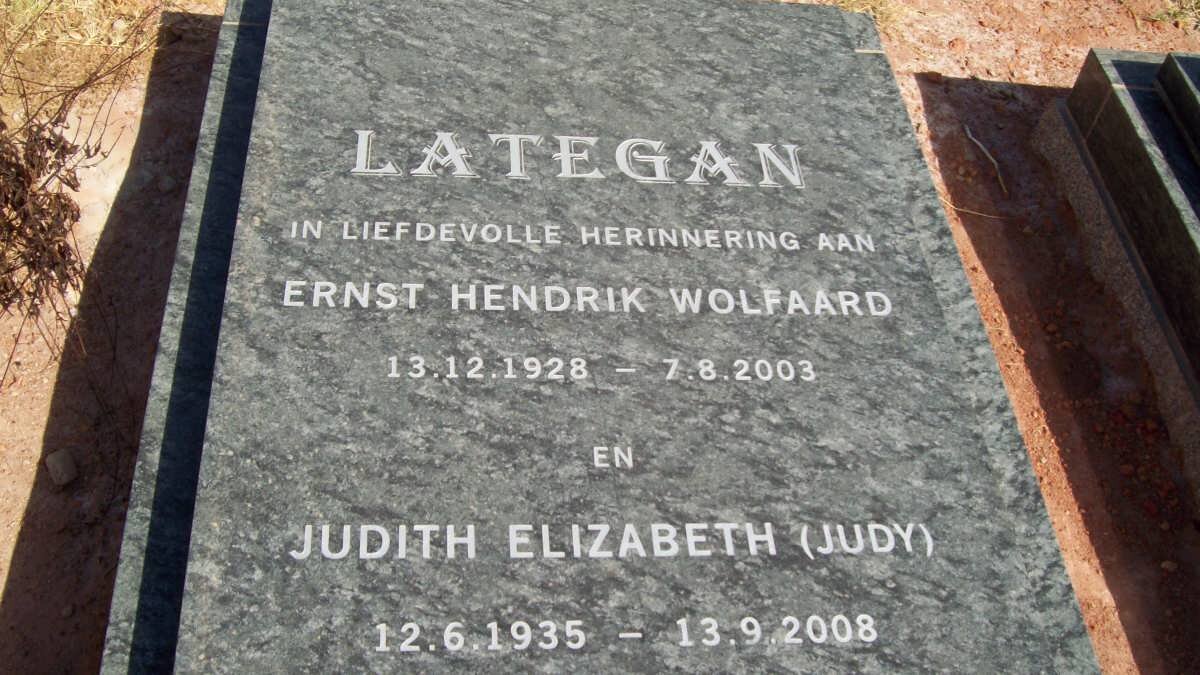 LATEGAN Ernst Hendrik Wolfaard 1928-2003 &amp; Judith Elizabeth 1935-2008