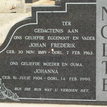 NOLTE Johan Frederik 1889-1963 &amp; Johanna 1904-1999