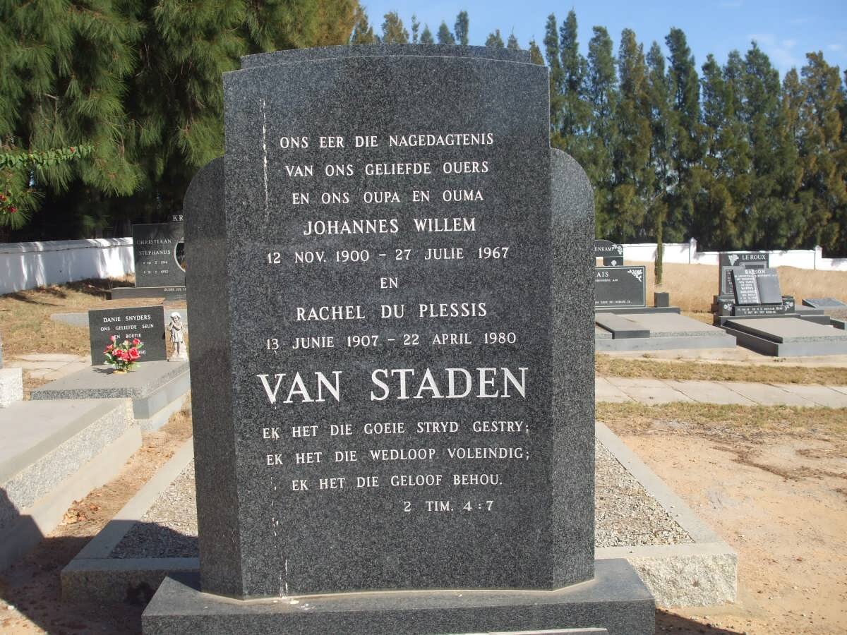 STADEN Johannes Willem, van 1900-1967 &amp; Rachel DU PLESSIS 1907-1980