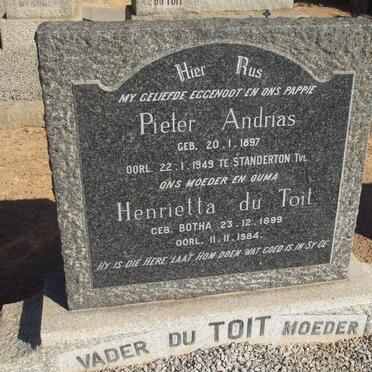TOIT Pieter Andrias, du 1897-1949 &amp; Henrietta BOTHA 1899-1984