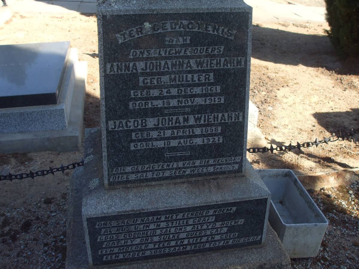 WIEHAHN Jacob Johan 1858-1921 &amp; Anna Johanna MULLER 1861-1919