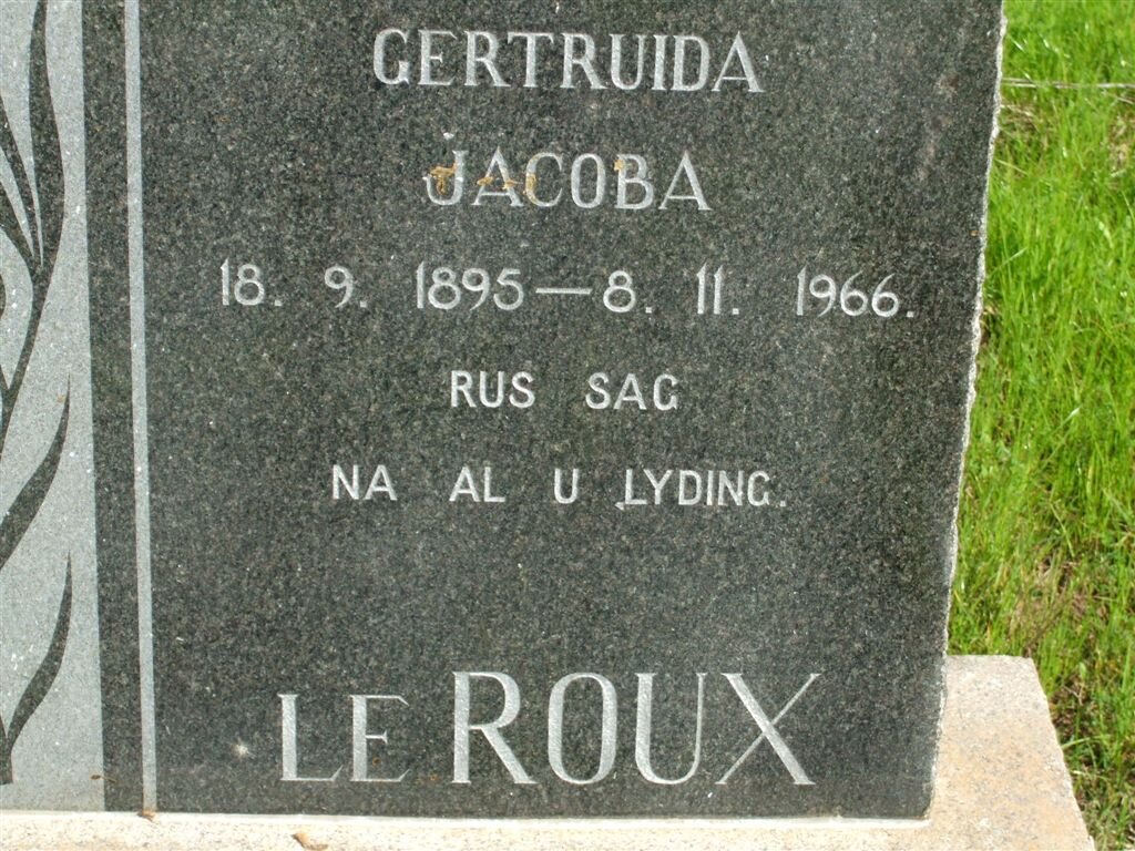 ROUX Gertruida Jacoba, le 1895-1966