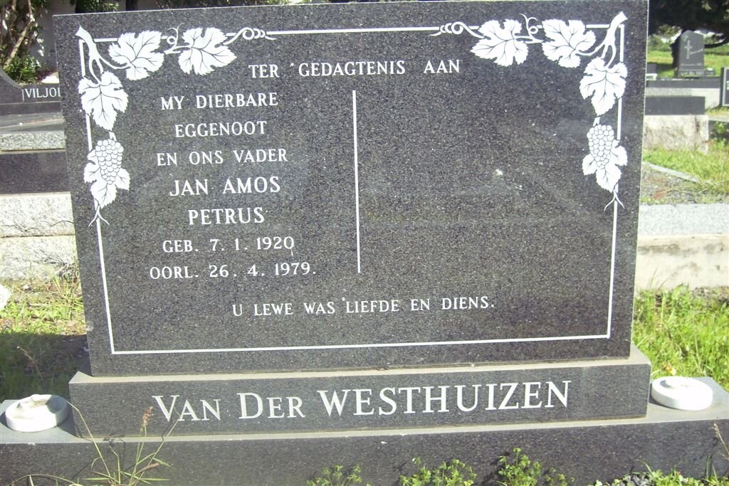 WESTHUIZEN Jan Amos Petrus, van der 1920-1979