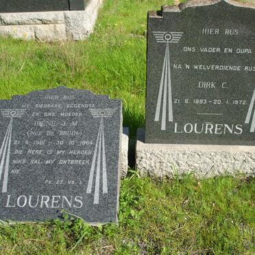 LOURENS Dirk C. 1893-1972 &amp; Irene J.M. DE BRUIN 1901-1964