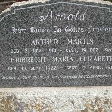 ARNOLD Arthur Martin 1910-1963 &amp; Huibrecht Maria Elizabeth 1922-1988