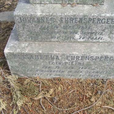 EHRENSPERGER Johannes 1836-1896 &amp; Elizabeth PIEIR 1848-1921