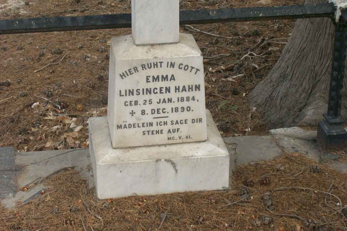 HAHN Emma Linsingen 1884-1890