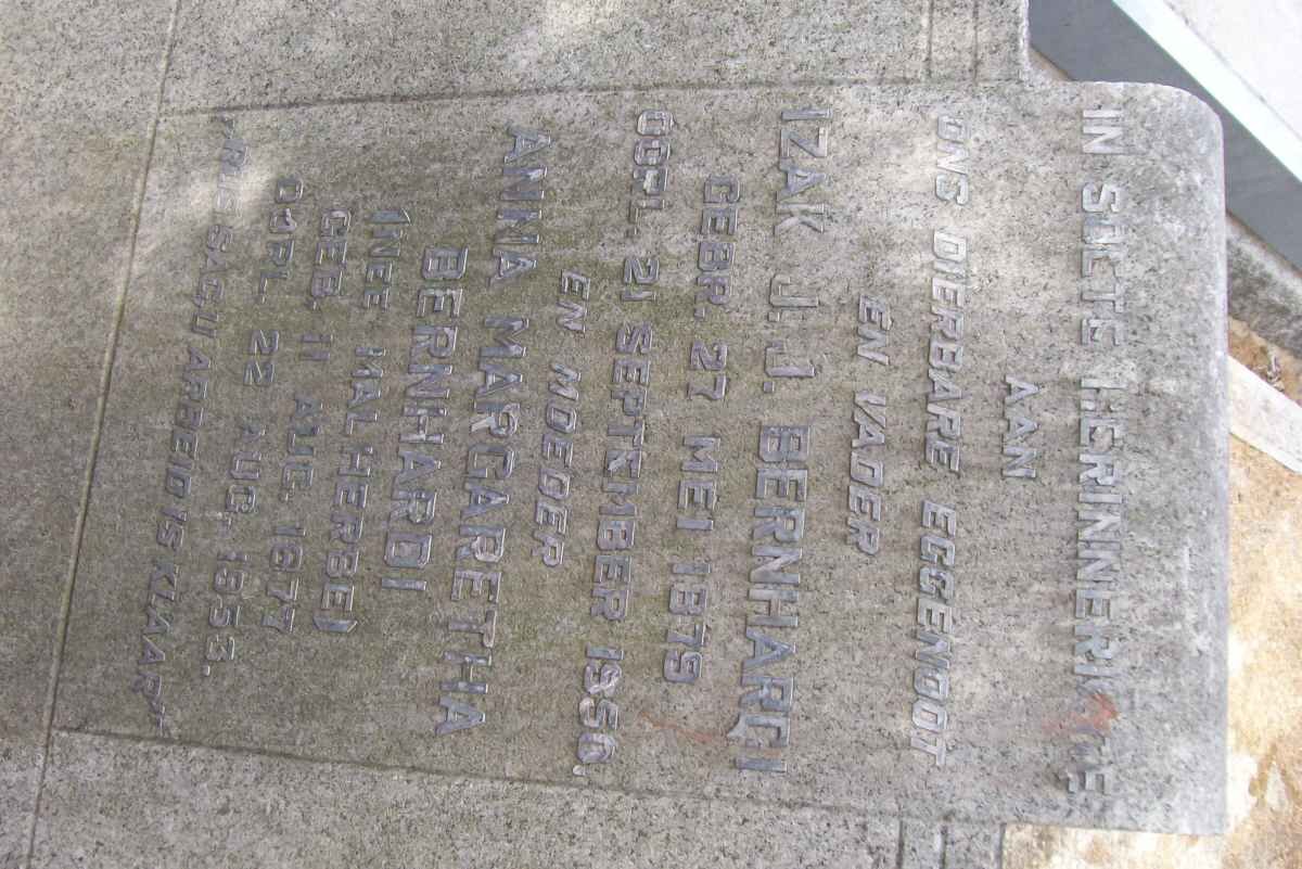 BERNHARDI Izak J.J. 1879-1956 &amp; Anna Margaretha MALHERBE 1877-1953