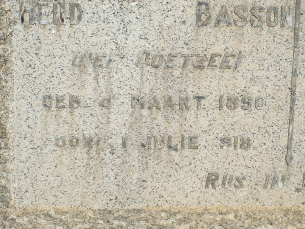 BASSON Hendrina nee COETZEE 1890-1918