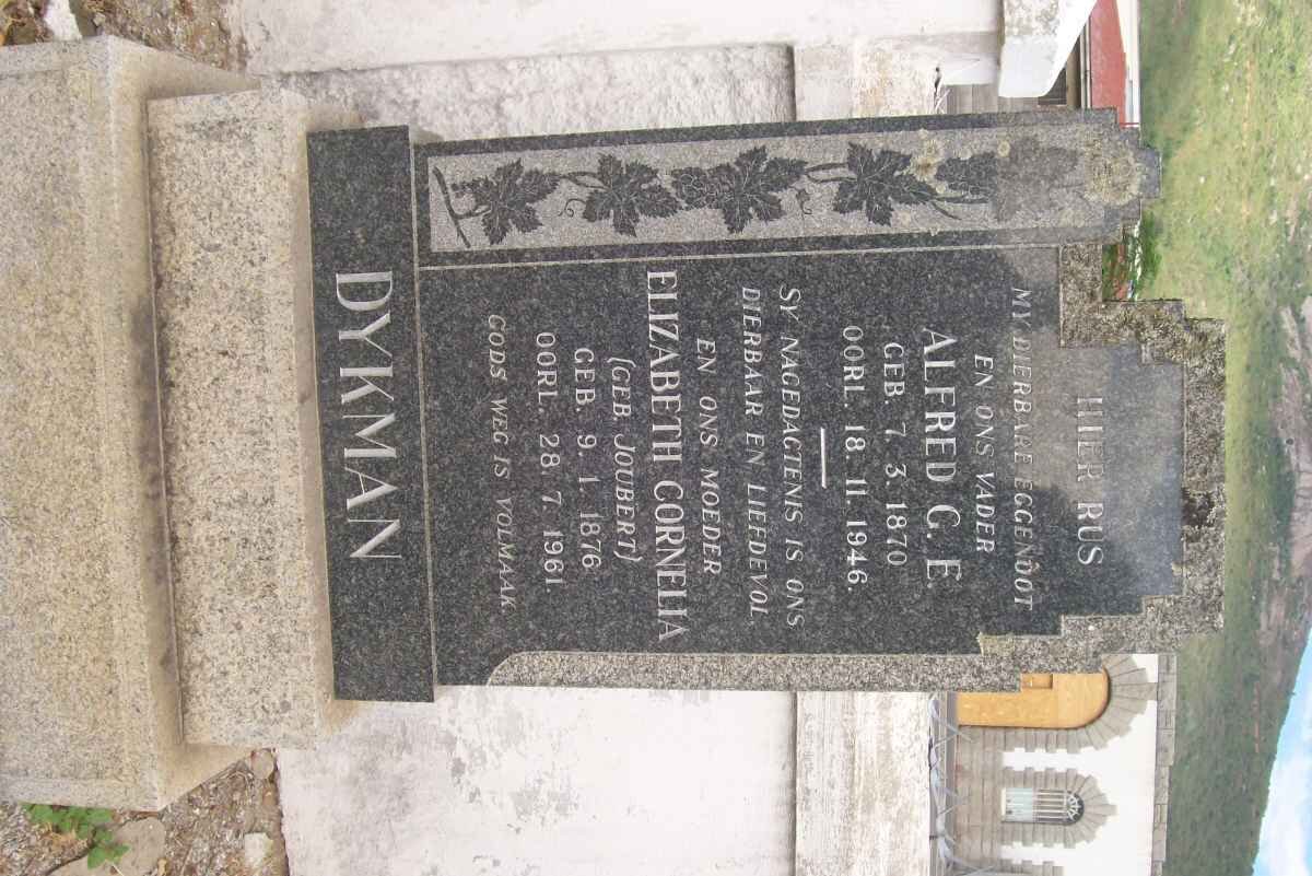 DYKMAN Alfred G.E. 1870-1946 &amp; Elizabeth Cornelia JOUBERT 1876-1961