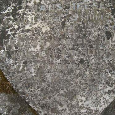 HEESE Hans 1871-1924 &amp; Hester DE VILLIERS 1871-1947