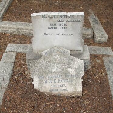 KOTZE W.A.G. 1837-1899 &amp; M.J.C. JURGENS 1839-1922