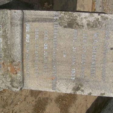 LIEBENBERG W.A. 1855-1933 &amp; J.G. V.D. WESTHUIZEN 1857-1943