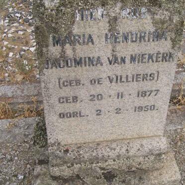 NIEKERK Maria Hendrina Jacomina, van nee DE VILLIERS 1877-1950