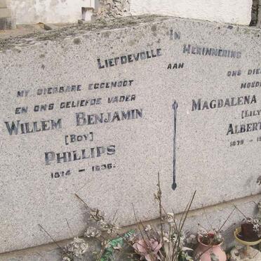PHILLIPS Willem Benjamin 1874-1936 &amp; Magdalena Johanna ALBERTYN 1879-1950