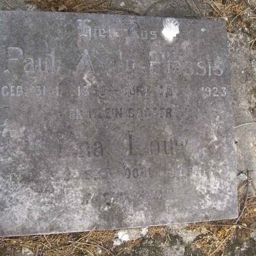 PLESSIS Paul A., du 186?-1923 &amp; Ena LOUW 1882-1925