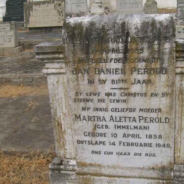 PEROLD Jan Daniel -1933 &amp; Martha Aletta IMMELMAN 1858-1949