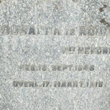ROUX Susanna, le nee HENDRIKSZ 1946-1916