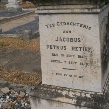RETIEF Jacobus Petrus 1852-1926 &amp; Rachel Jacoba JOUBERT 1852-1924 :: RETIEF Gideon Jacobus 18??-1911