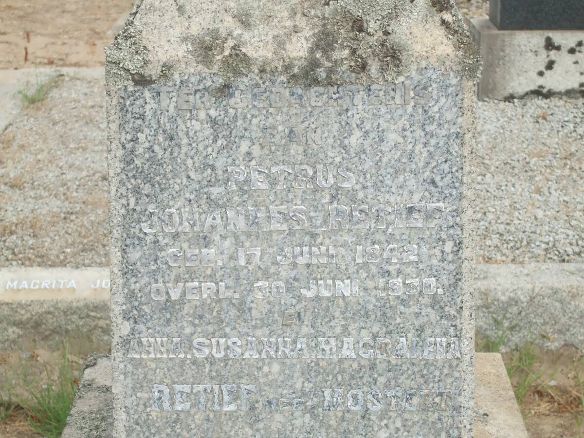 RETIEF Petrus Johannes 1842-1930 &amp; Anna Susanna Magdalena MOSTERT ?-?