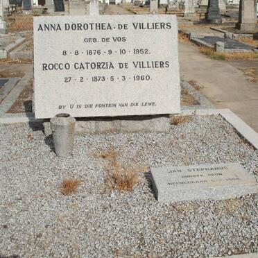 VILLIERS Rocco Catorzia, de 1873-1960 &amp; Anna Dorothea DE VOS 1876-1952 :: DE VILLIERS Jan Stephanus -1984