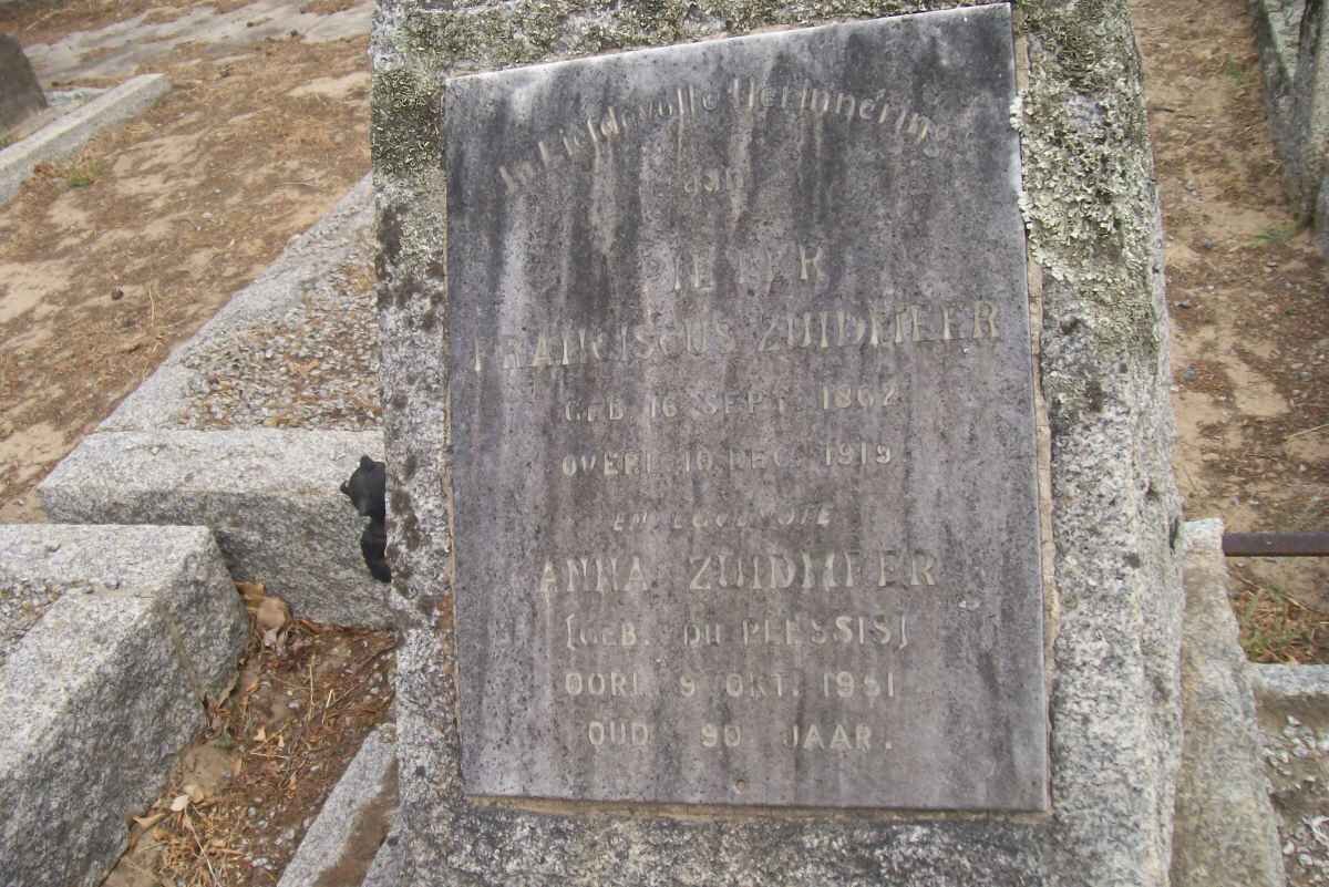 ZUIDMEER Franciscus 1862-1915 &amp; Anna DU PLESSIS -1931