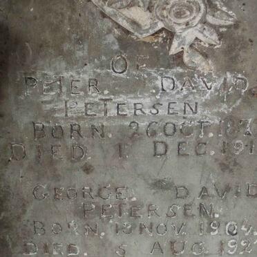 PETERSEN Peter David 1872-1918 :: PETERSEN George David 1904-1927 :: PETERSEN Betty Elizabeth 1888-1918 