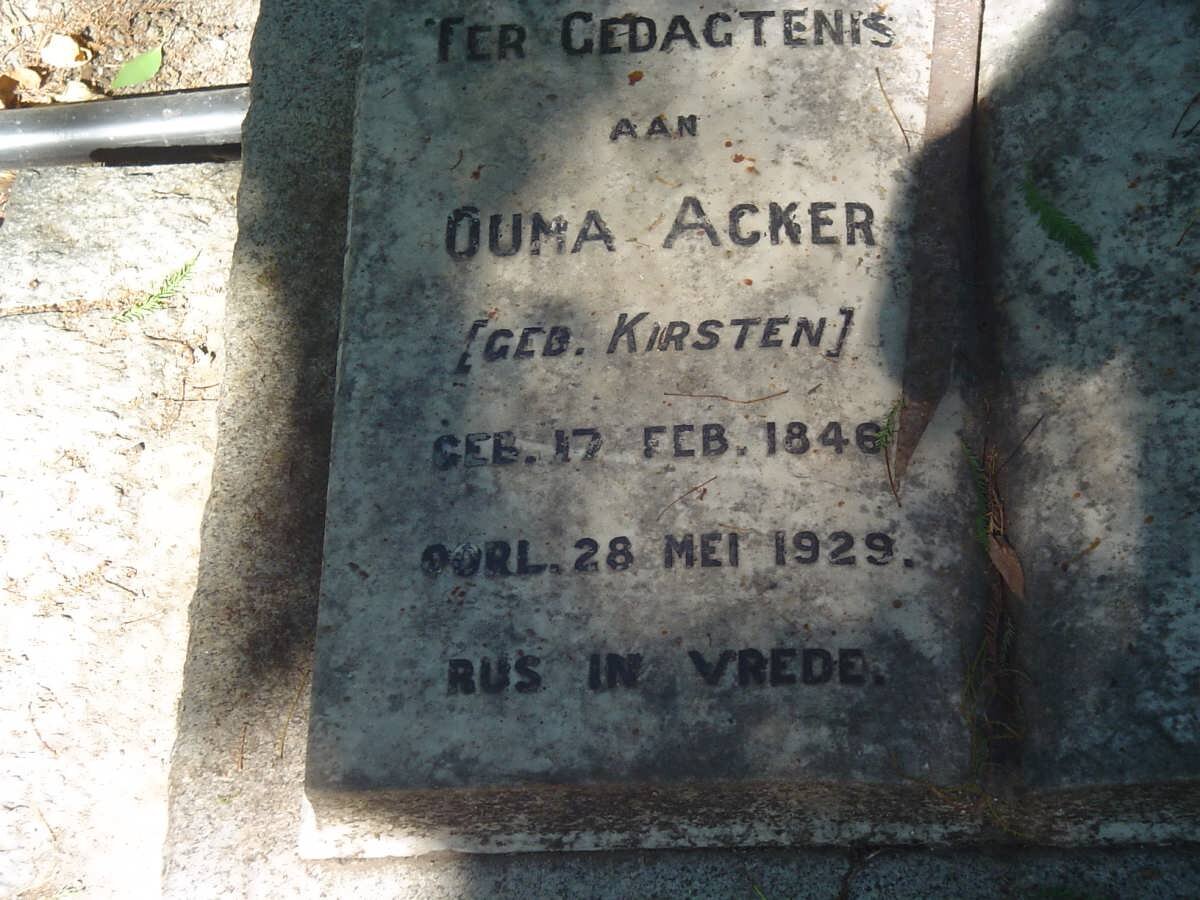 ACKER Ouma nee KIRSTEN 1846-1929