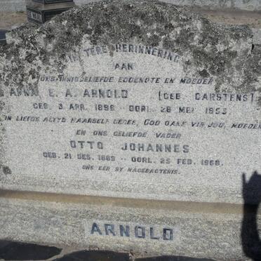 ARNOLD Otto Johannes 1889-1968 &amp; Anna E.A. CARSTENS 1896-1953