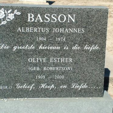 BASSON Albertus Johannes 1904-1974 &amp; Olive Esther ROBERTSON 1909-2000