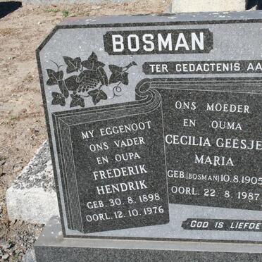 BOSMAN Frederik Hendrik  1898-1976 &amp; Cecilia Geesje Maria BOSMAN 1905-1987