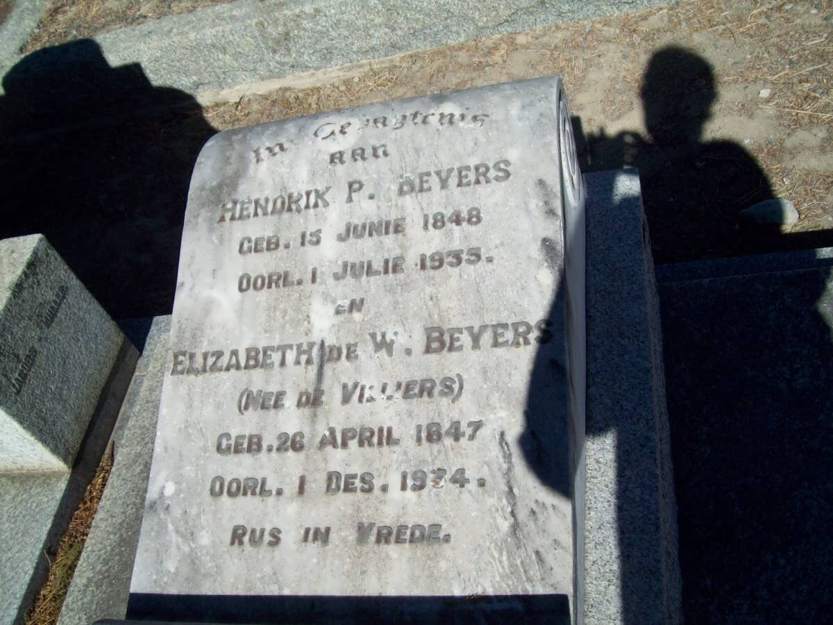 BEYERS Hendrik P. 1848-1935 &amp; Elizabeth de W. DE VILLIERS 1847-19?4
