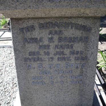 BOSMAN Anna W. nee KRIGE 1852-1926 :: VAN DER SPUY H.S. nee KRIGE 1850-1938