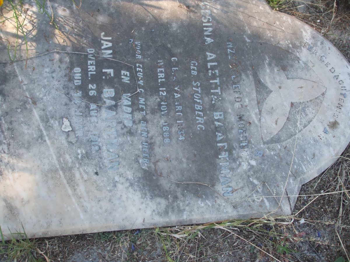 BAARTMAN Jan F. 1912 &amp; Gesina Aletta STOFBERG 1834-1888