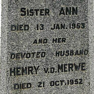 MERWE Henry, v.d. -1952 &amp; Ann -1953