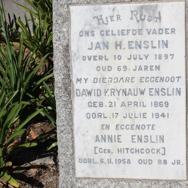 ENSLIN Jan H. -1897:: ENSLIN David Krynhauw 1869-1941 &amp; Annie HITCHCOCK -1958